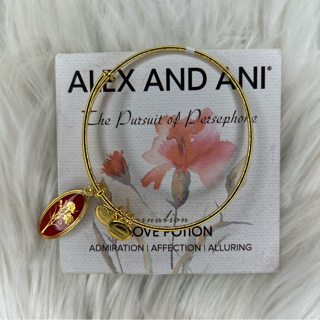 Alex And Ani Carnation Love Potion Shiny Gold And Red Charm Bangle